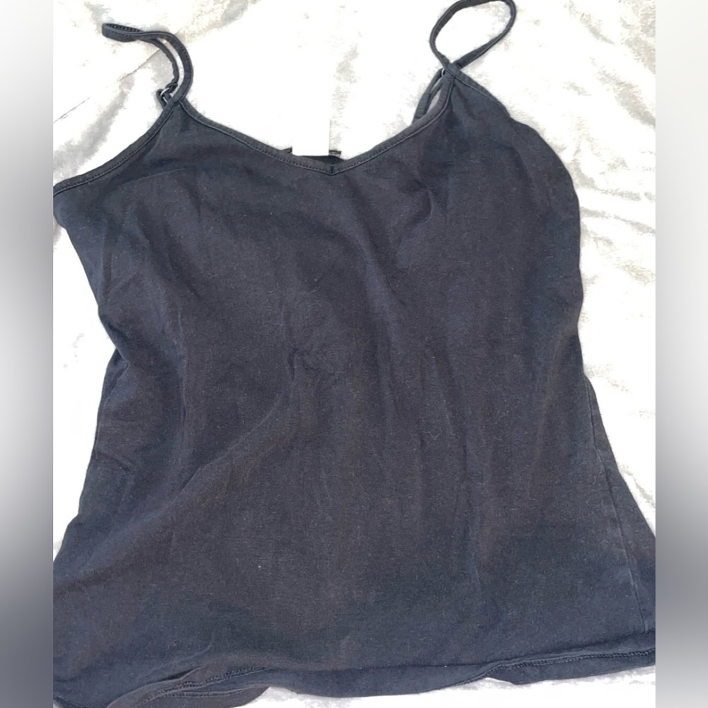 Black tank top with bralette inside lightly worn off black